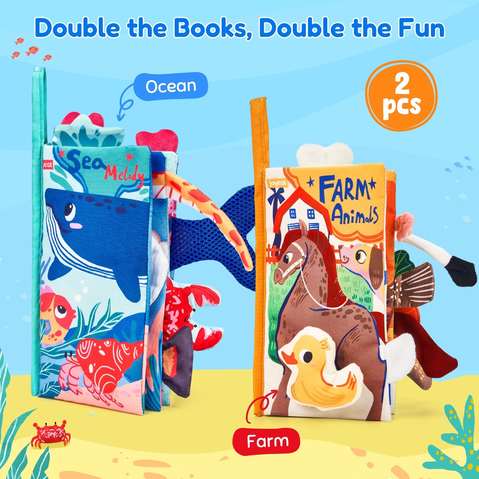 JoyCat 2-Pack Baby Cloth Books