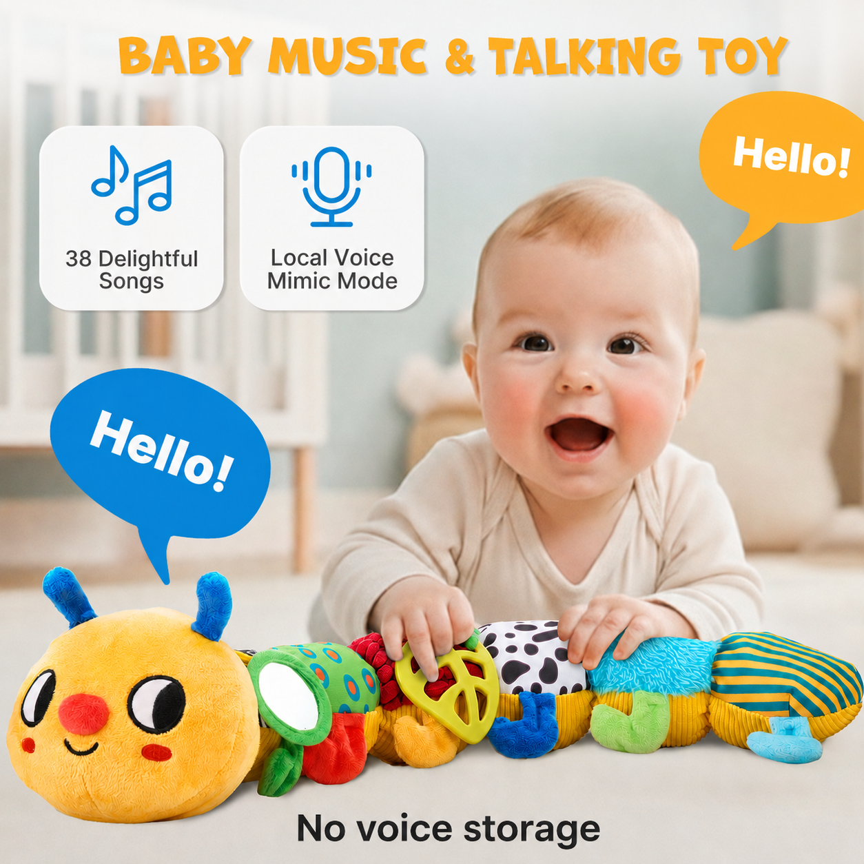 JoyCat Baby Toys Musical Bouncing Sensory Caterpillar Toy