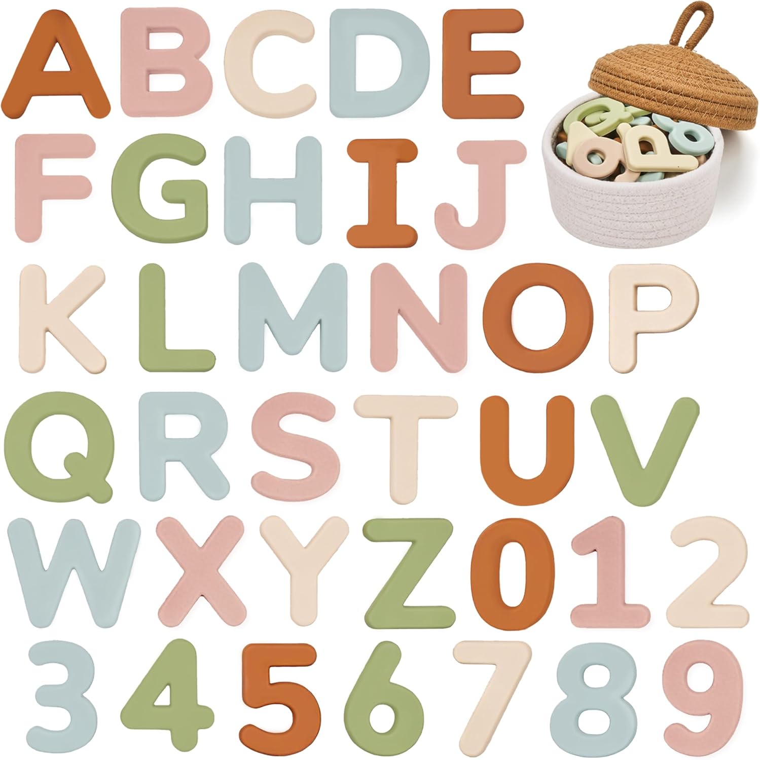 Silicone Magnetic Uppercase Letters & Numbers – 36-Piece Set