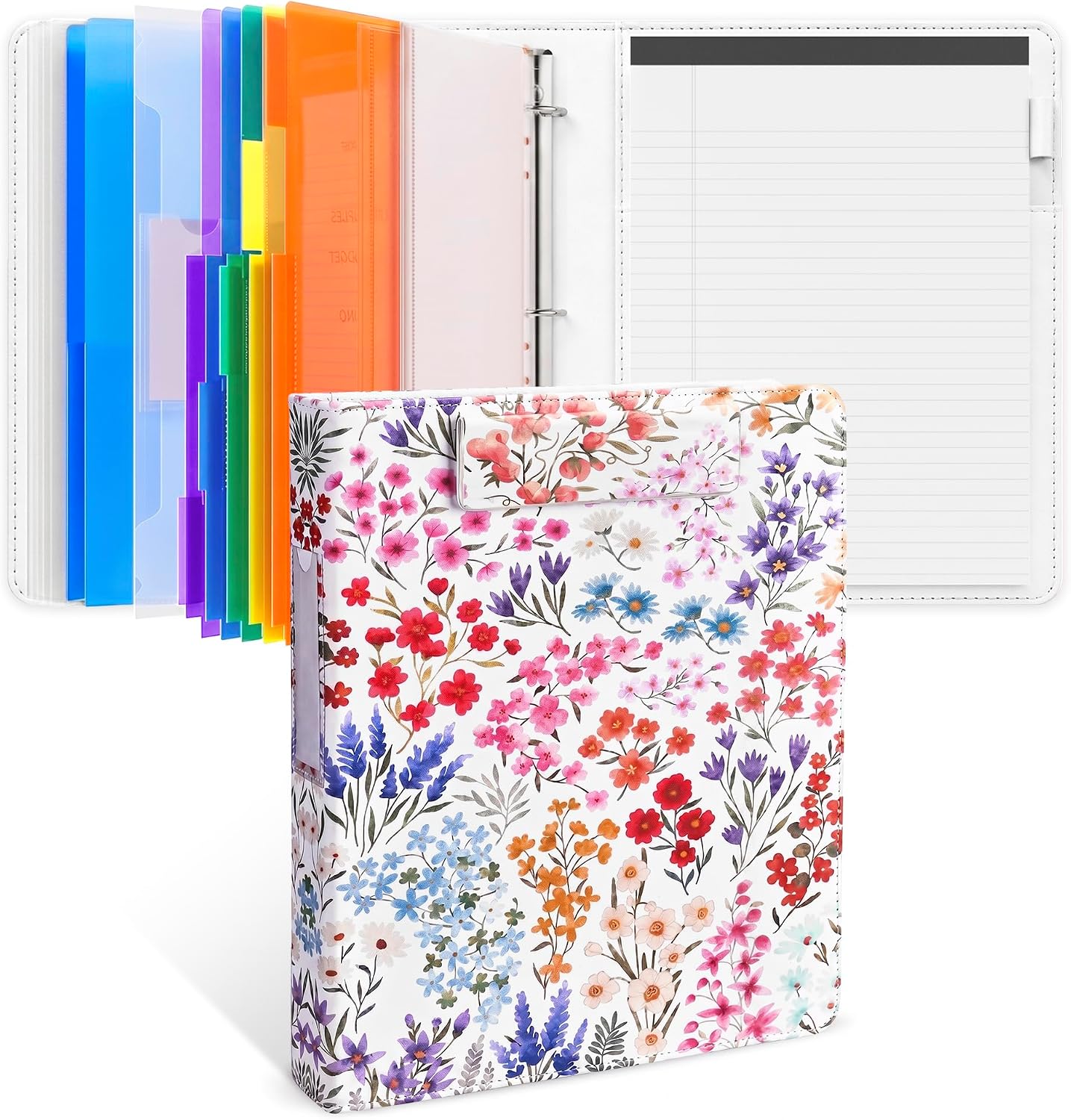 3 Ring Binder Portfolio Clipboard with Storage – PU Leather Organizer with Magnetic Board & 5 Dividers