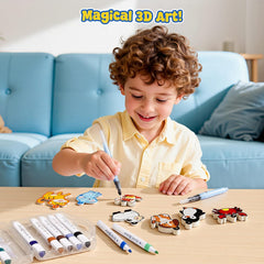 JoyCat 3D Art Kit- DIY Foam Texture Painting Kit, Animals Magic Puffy Paint Kit