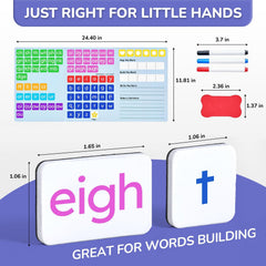 JoyCat 265 Phonics Magnetic Letter Tiles, with 3 Word Building Folder
