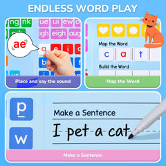 JoyCat 265 Phonics Magnetic Letter Tiles, with 3 Word Building Folder