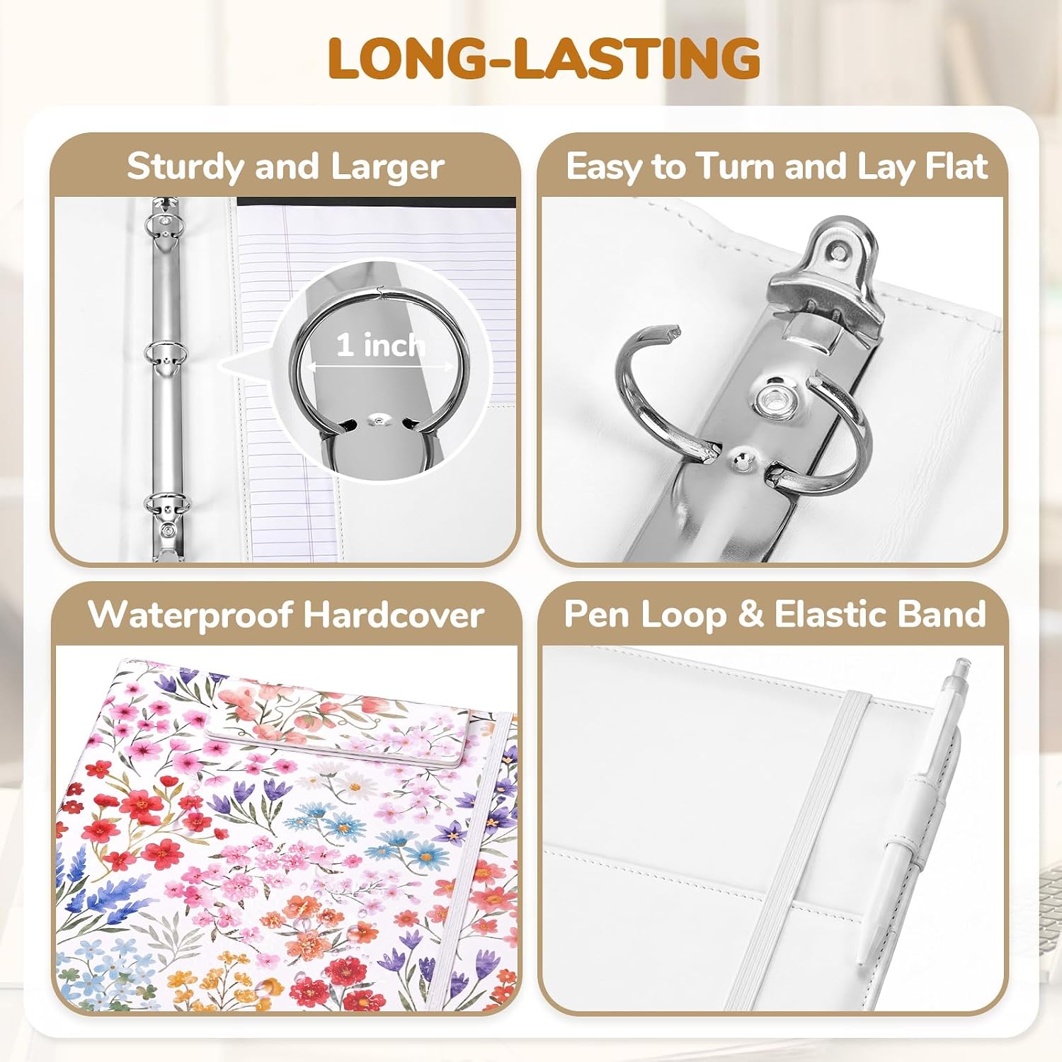 3 Ring Binder Portfolio Clipboard with Storage – PU Leather Organizer with Magnetic Board & 5 Dividers
