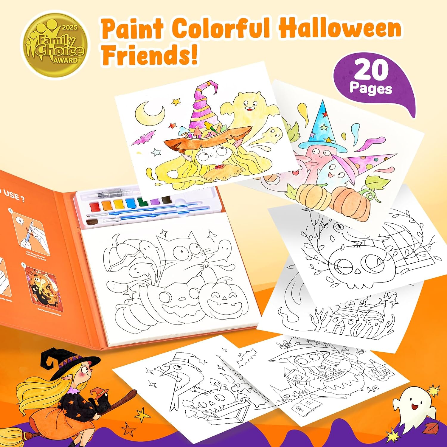 JoyCat Paint with Water Coloring Books for Toddlers (Halloween)