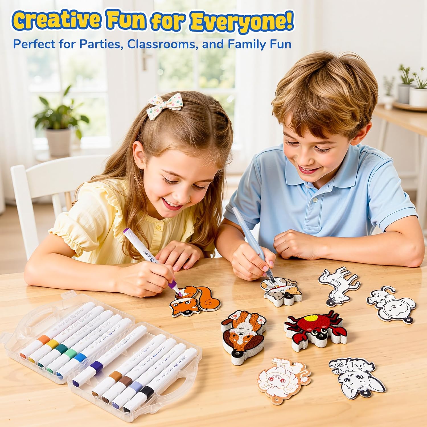JoyCat 3D Art Kit- DIY Foam Texture Painting Kit, Animals Magic Puffy Paint Kit