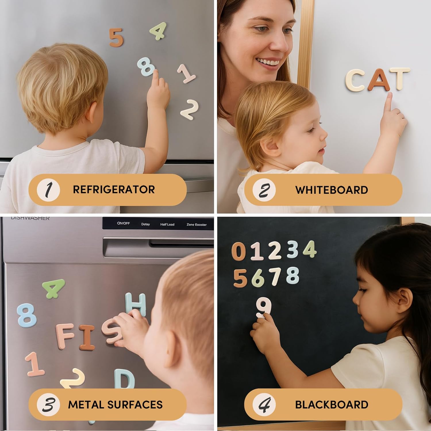 Silicone Magnetic Uppercase Letters & Numbers – 36-Piece Set