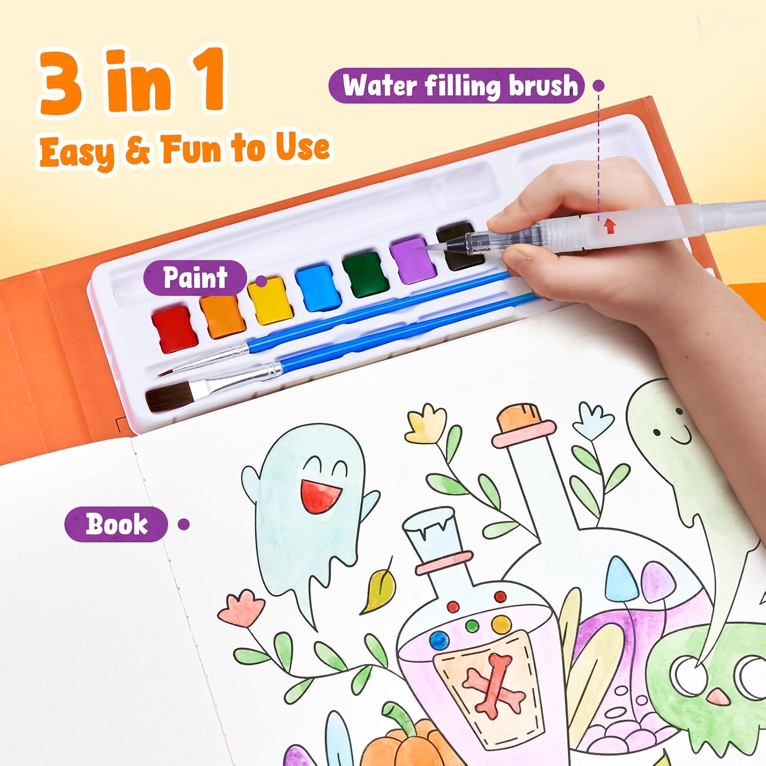 JoyCat Paint with Water Coloring Books for Toddlers (Halloween)