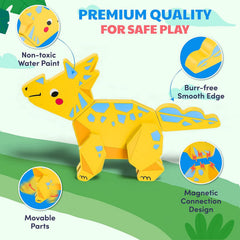 [Pre‑sale-back in stock around mid-September]JoyCat Magnetic Wooden Dinosaur Building Toys