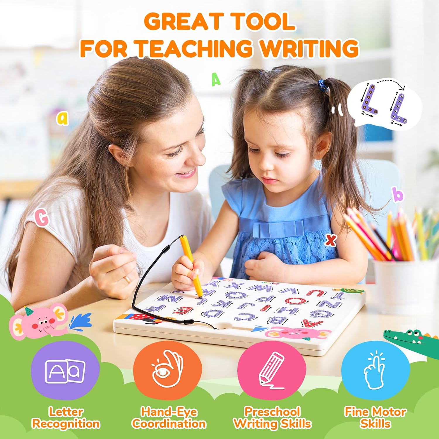 Magnetic Letter Tracing Board – Double-Sided ABC Sensory Toy