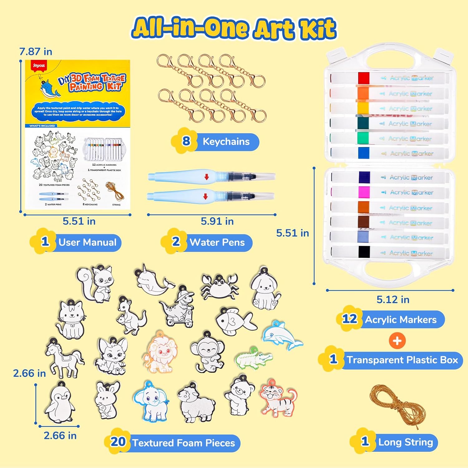 JoyCat 3D Art Kit- DIY Foam Texture Painting Kit, Animals Magic Puffy Paint Kit