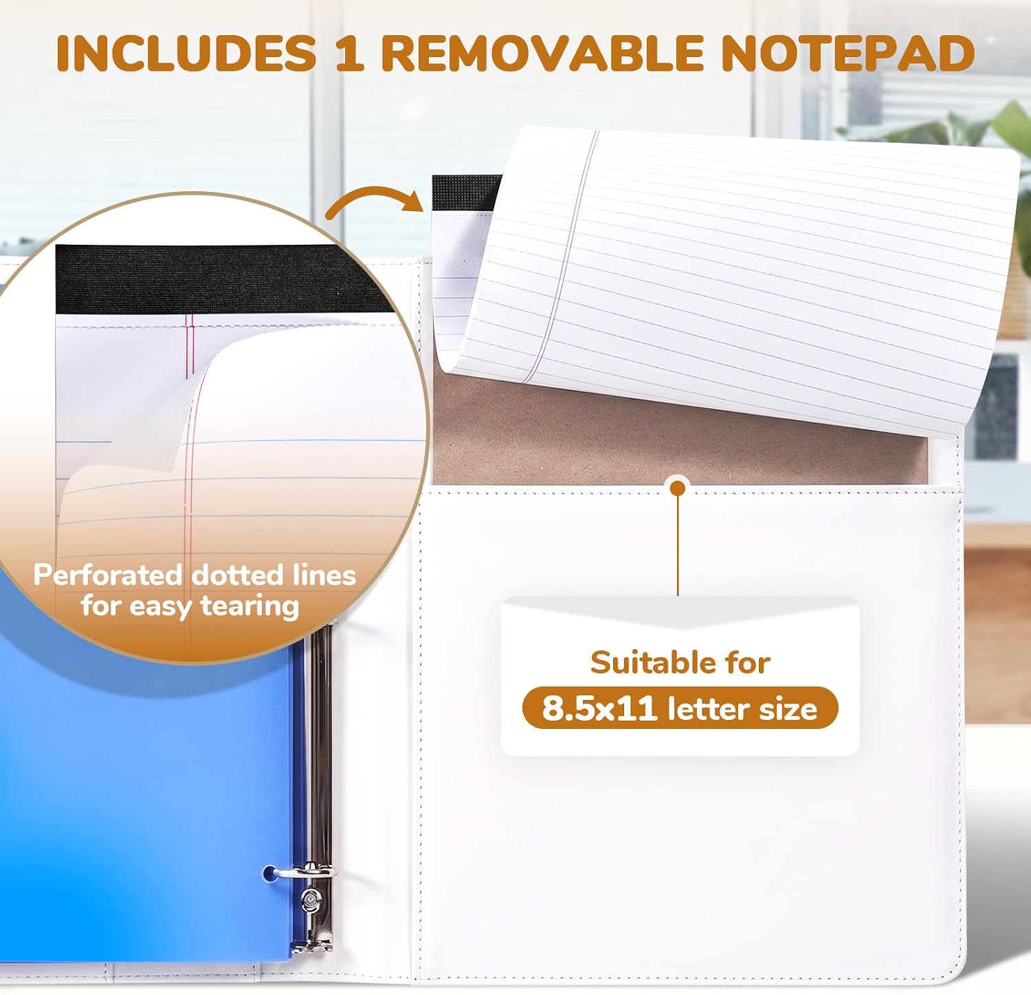3 Ring Binder Portfolio Clipboard with Storage – PU Leather Organizer with Magnetic Board & 5 Dividers