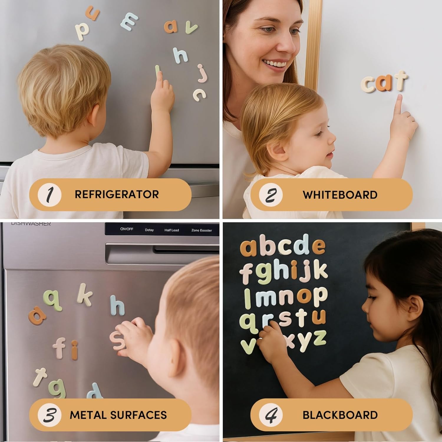 Silicone Magnetic Lowercase Letters – 26-Piece Set